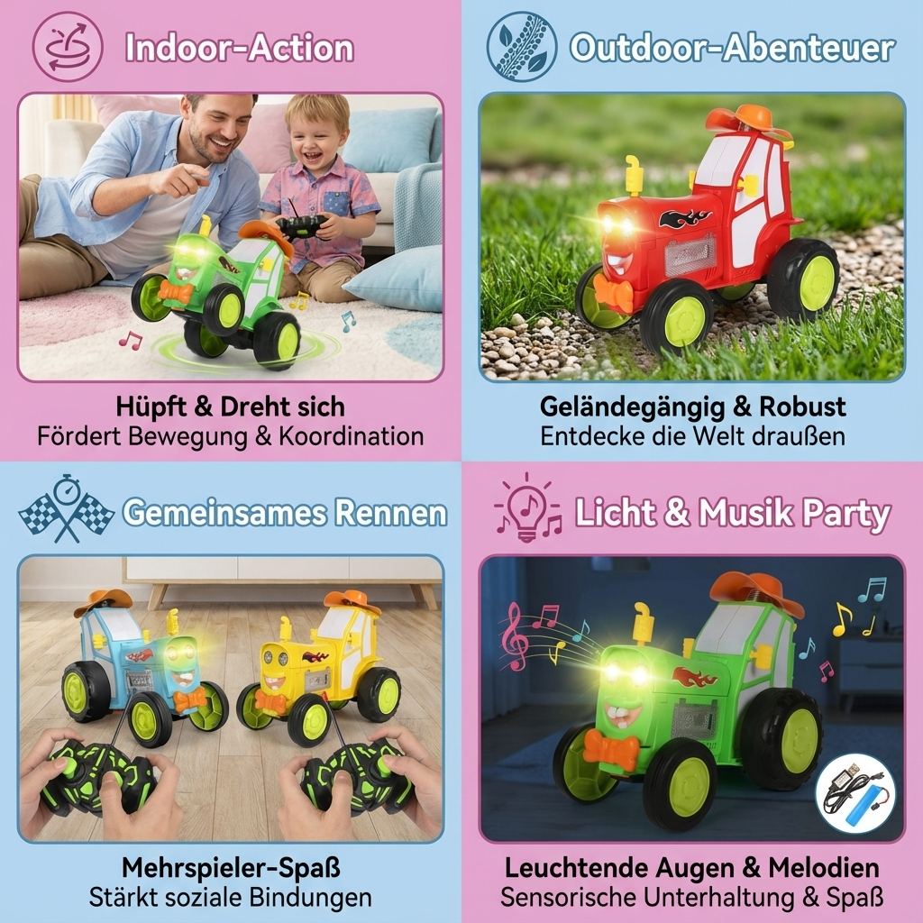 Toy tractor for children with limping function
