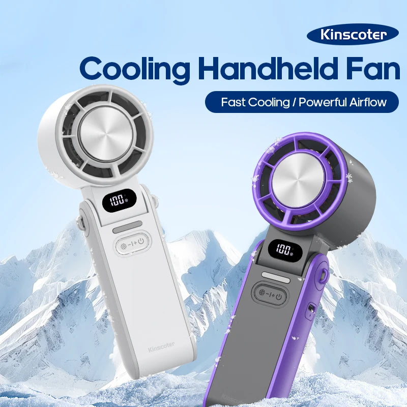 FrostWind Mini-Ventilator | Anpassbare Kühlung mit 100 Stufen | 3600 mAh Akku | Tragbar & Eis-Kühlung