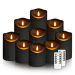 Set of 9 Flameless LED Candles – Remote Control and Glitter Finish