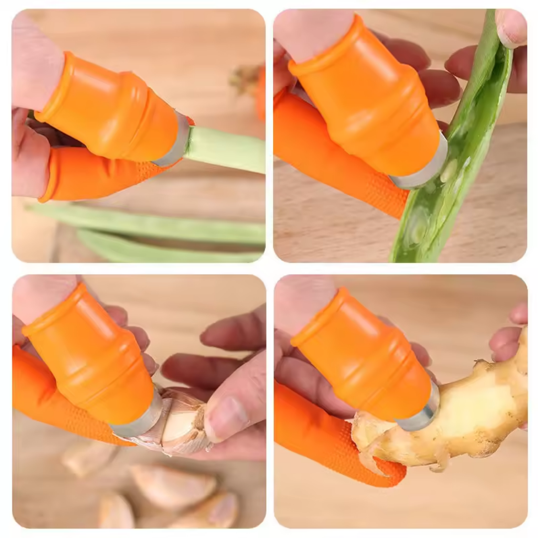 Ergonomic Harvesting Aid with Thumb Knives for Fruits and Vegetables