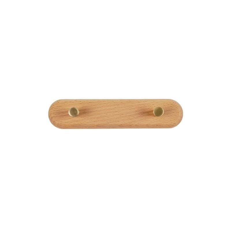 NaturaLine | Elegant Wooden Wall Coat Hook with Brass Hooks