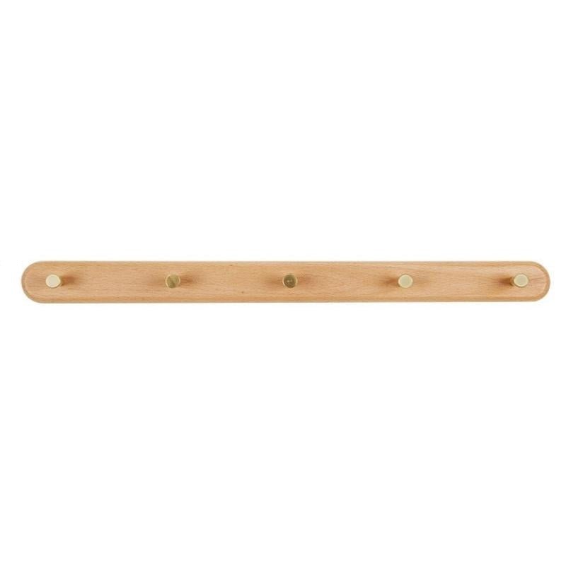 NaturaLine | Elegant Wooden Wall Coat Hook with Brass Hooks