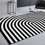 Modern Black and White Spiral Pattern Rug