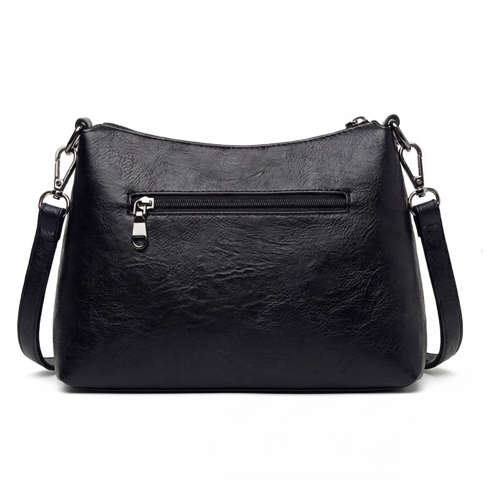 Comfortable faux leather shoulder bag – 3 compartments