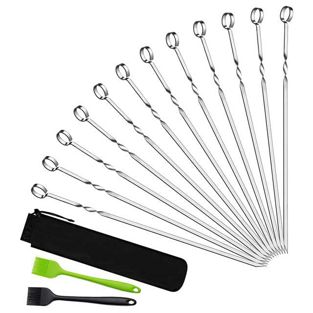 Premium Grillspieß Set mit Pinsel – 15 Teile für BBQ-Fans