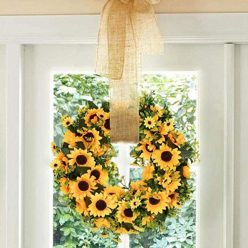 Artificial Gold Sunflower Wreath - 40 cm