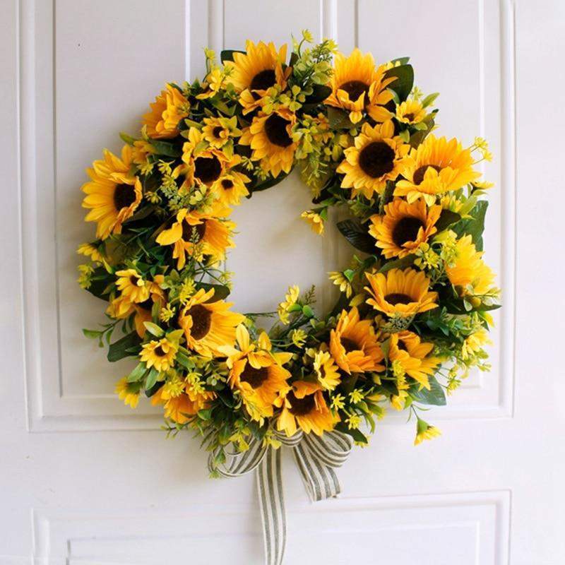 16'' Elegant Artificial Sunflower Wreath Auroraflare
