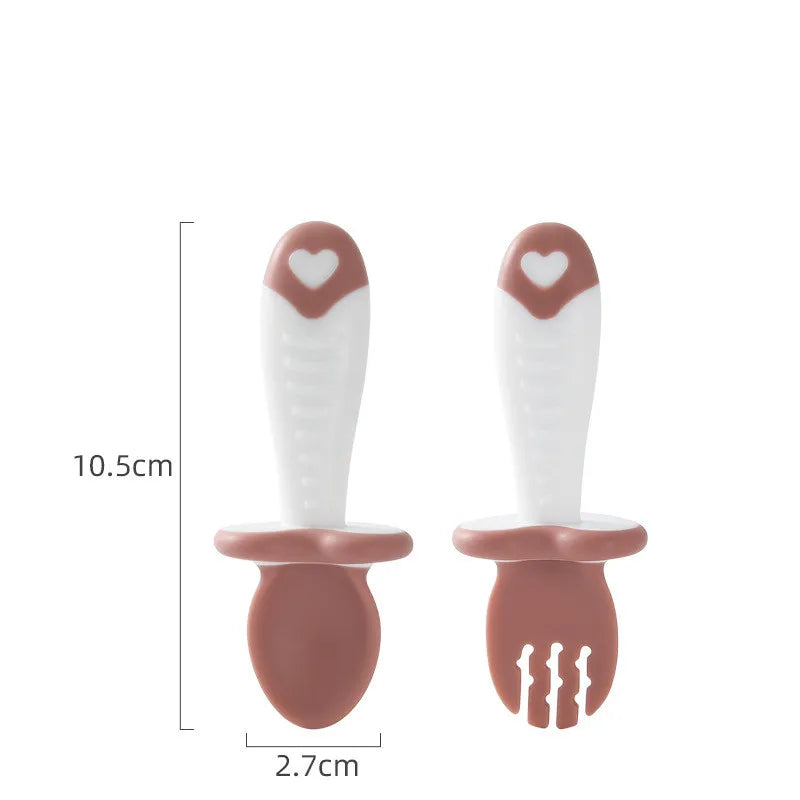 Ergonomic Silicone Cutlery Set for Toddlers – Spoon and Fork
