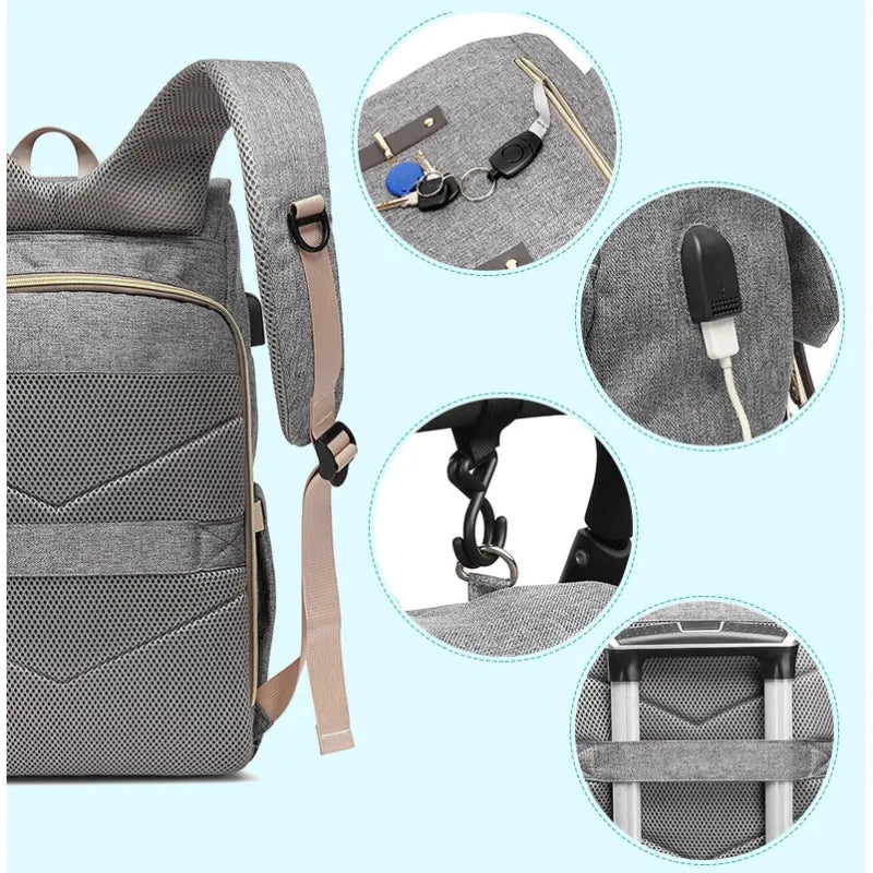 Baby Diaper Backpack with USB – Backpack for Bottle Warmer and Charging Function