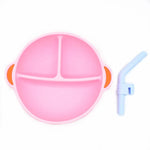 Non-slip Silicone Plate for Babies with Straw – Easy Eating