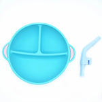 Non-slip Silicone Plate for Babies with Straw – Easy Eating