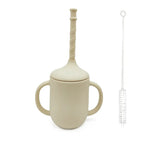 Leak-proof silicone cup with handles and straw for babies