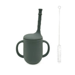 Leak-proof silicone cup with handles and straw for babies