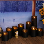 Set of 9 Flameless LED Candles – Remote Control and Glitter Finish