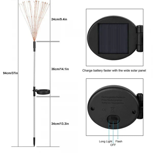 4-Piece Set Solar Fireworks Garden Lights - Weatherproof LED Decorative Lights, Solar Powered for Garden and Patio