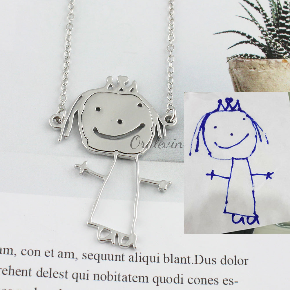 Necklace with custom child's drawing