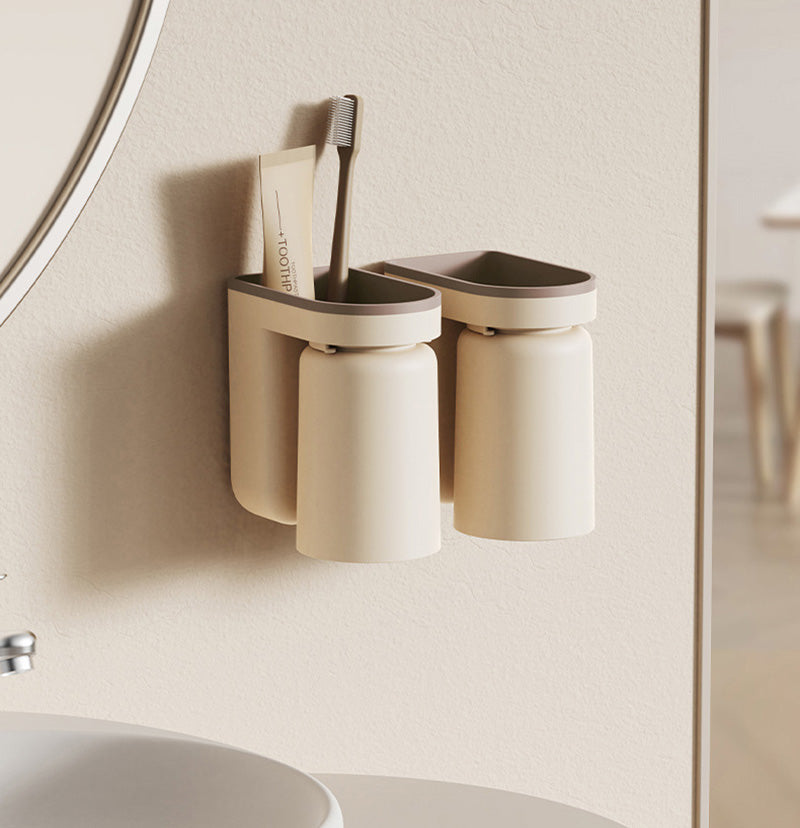 SmartFix 2-in-1 Wandhalterung für Zahnbürsten und Becher – Praktische Aufbewahrung ohne Bohren