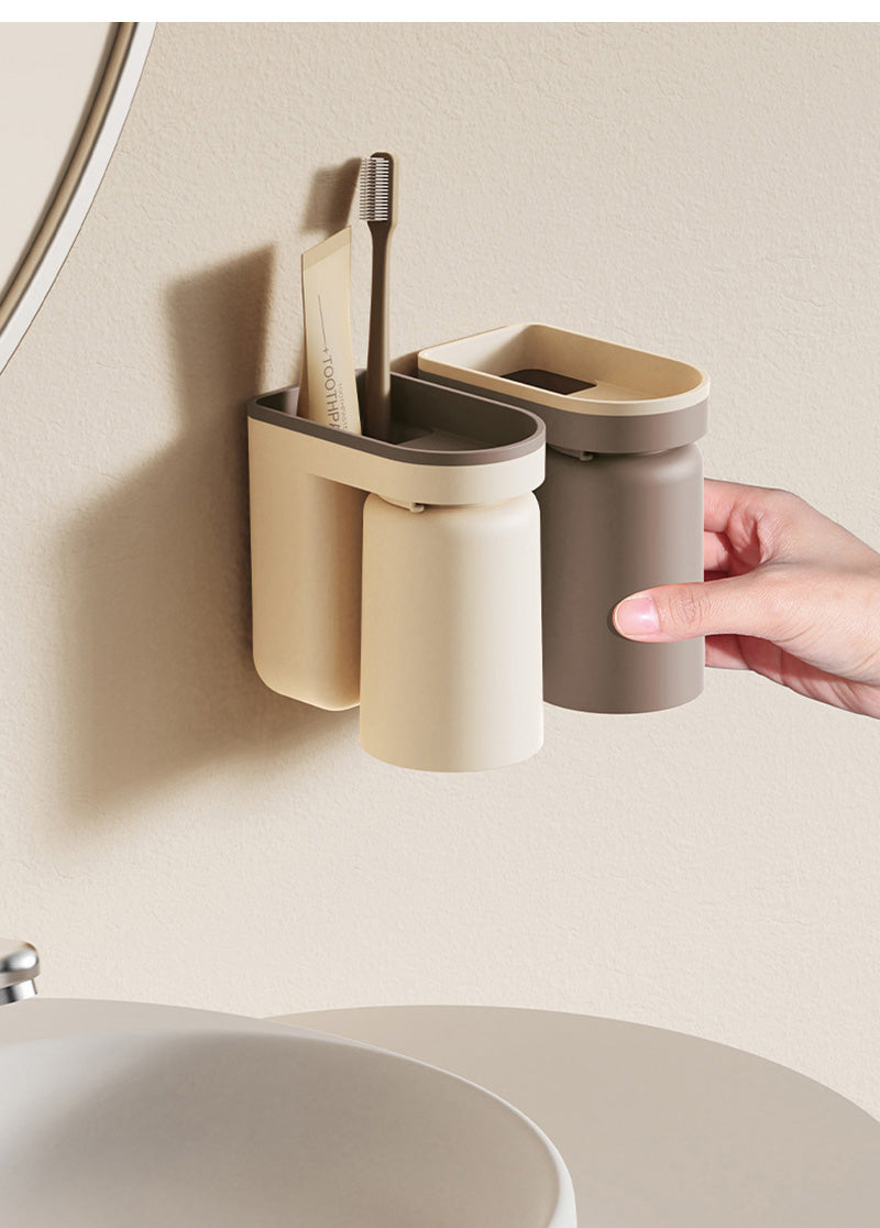 SmartFix 2-in-1 Wandhalterung für Zahnbürsten und Becher – Praktische Aufbewahrung ohne Bohren