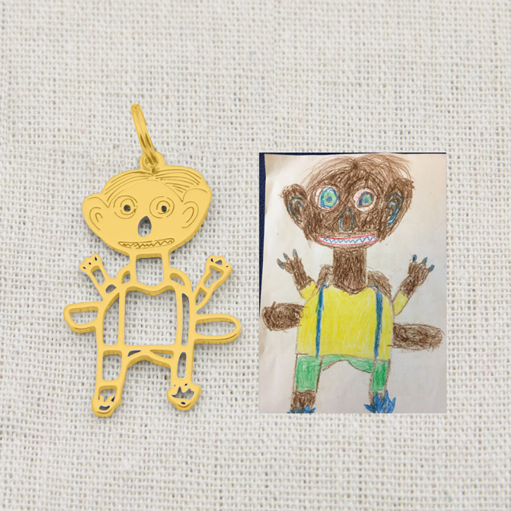 Necklace with custom child's drawing