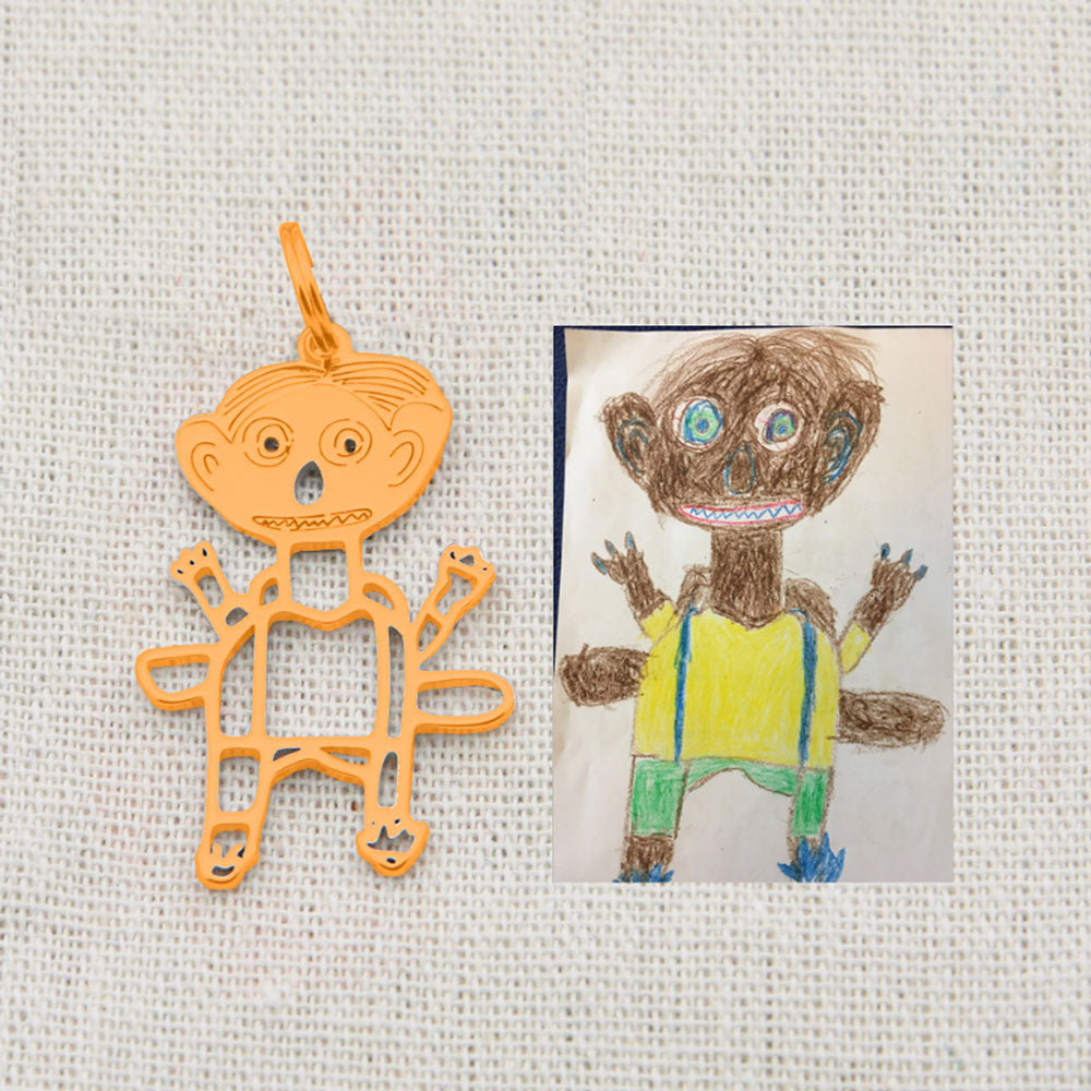 Necklace with custom child's drawing