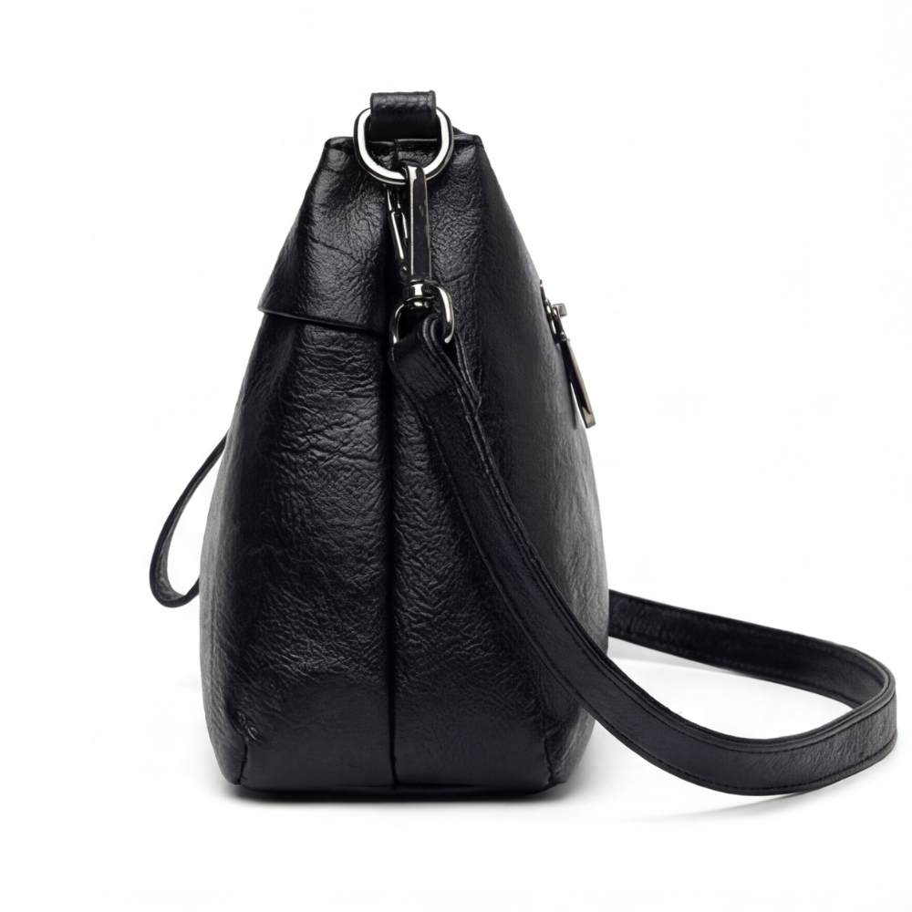Comfortable faux leather shoulder bag – 3 compartments