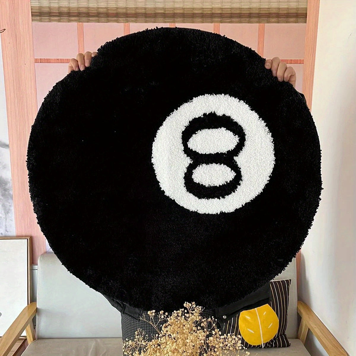Runder Teppich mit 8-Ball-Design – Rutschfester Teppich für jeden Raum