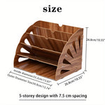 Wood Desk Organizer with 5 Compartments – Fan Design MDF