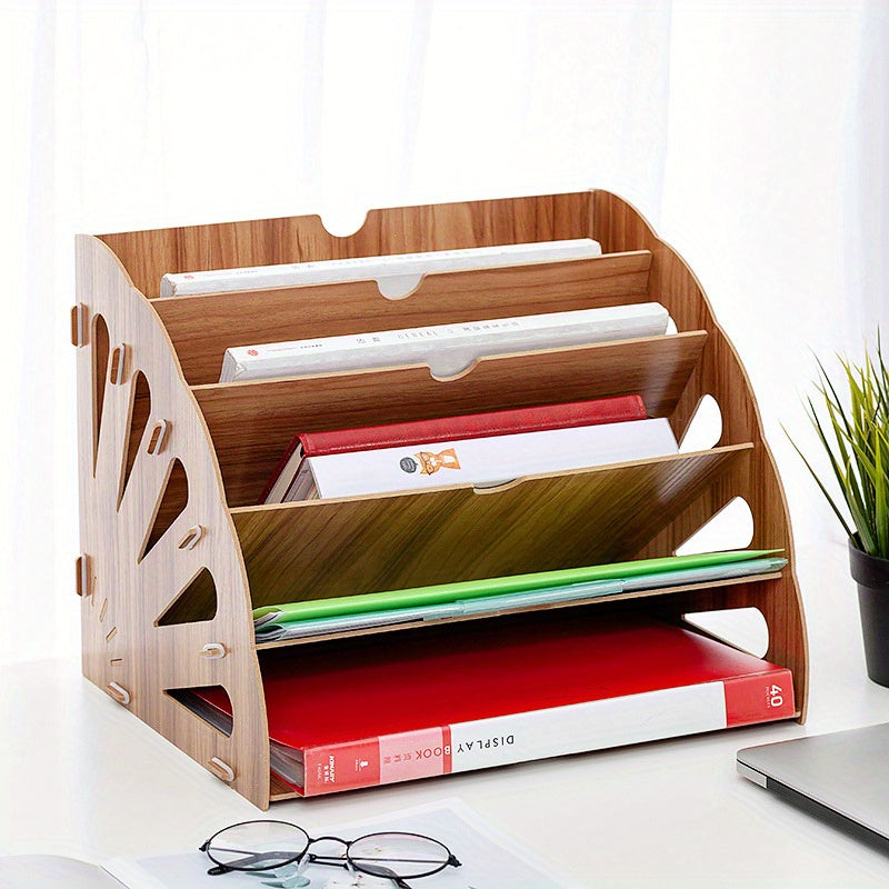 Wood Desk Organizer with 5 Compartments – Fan Design MDF