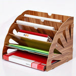 Wood Desk Organizer with 5 Compartments – Fan Design MDF