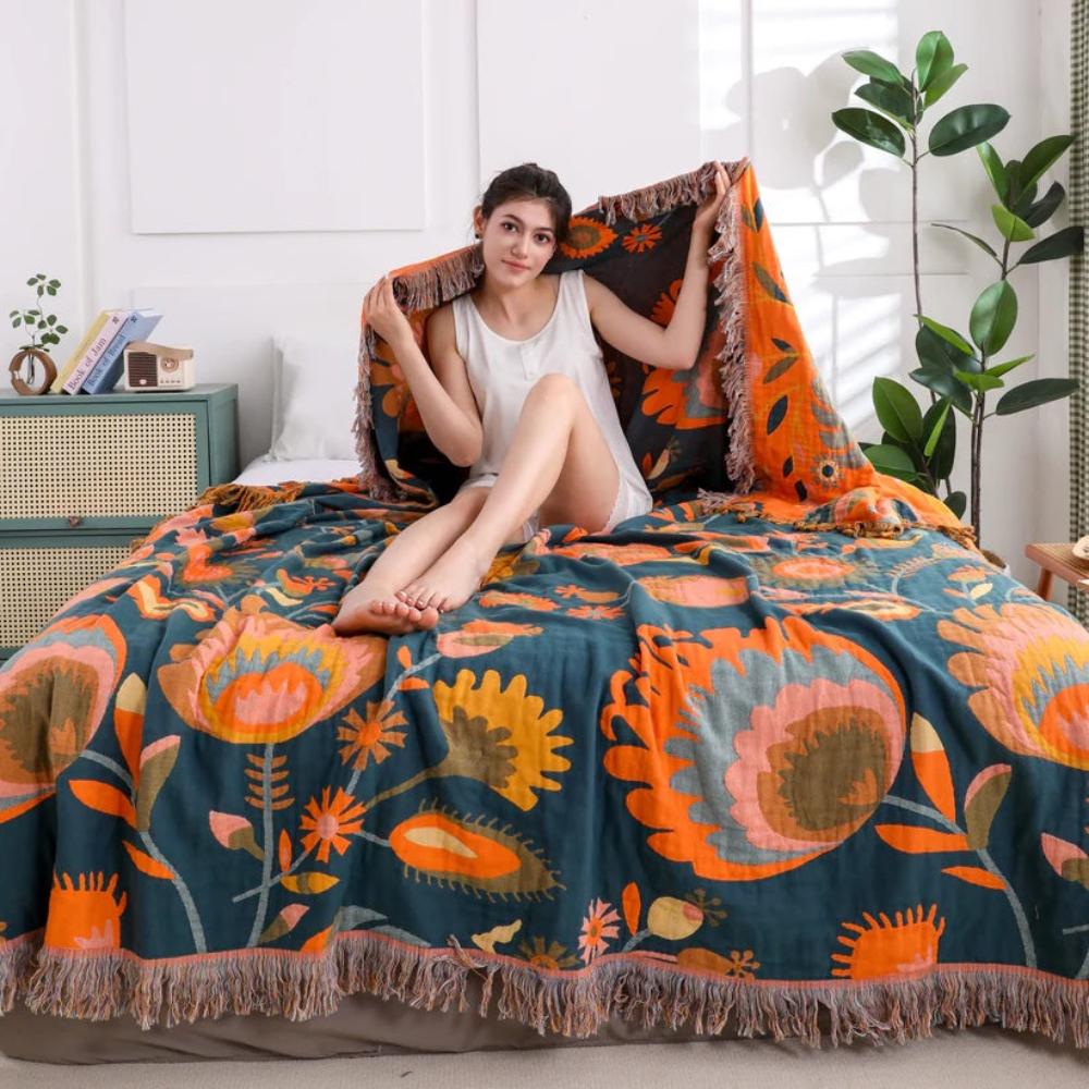 Floral Cotton Blanket for a Cozy Home