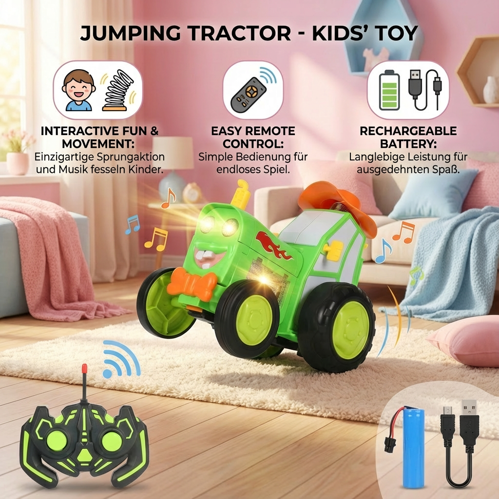 Toy tractor for children with limping function