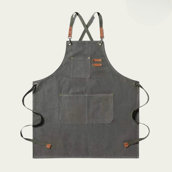 Robuster Canvas-Schürze mit Kreuzträgern und vielseitigen Taschen