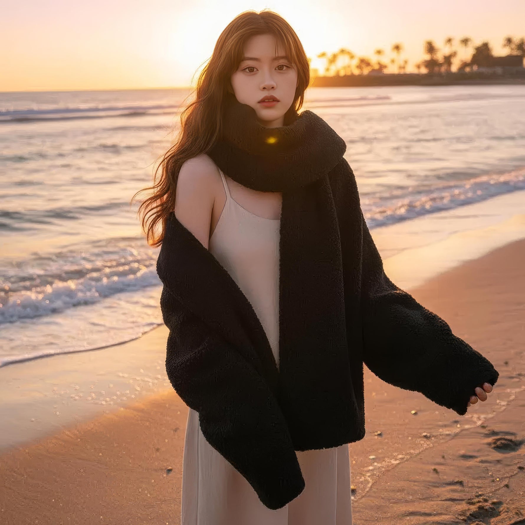 Elegant and warm women's wrap scarf for winter