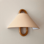 Elegante Wandlampe aus Massivholz mit plissiertem Schirm – Halbkreis 1-Lampe