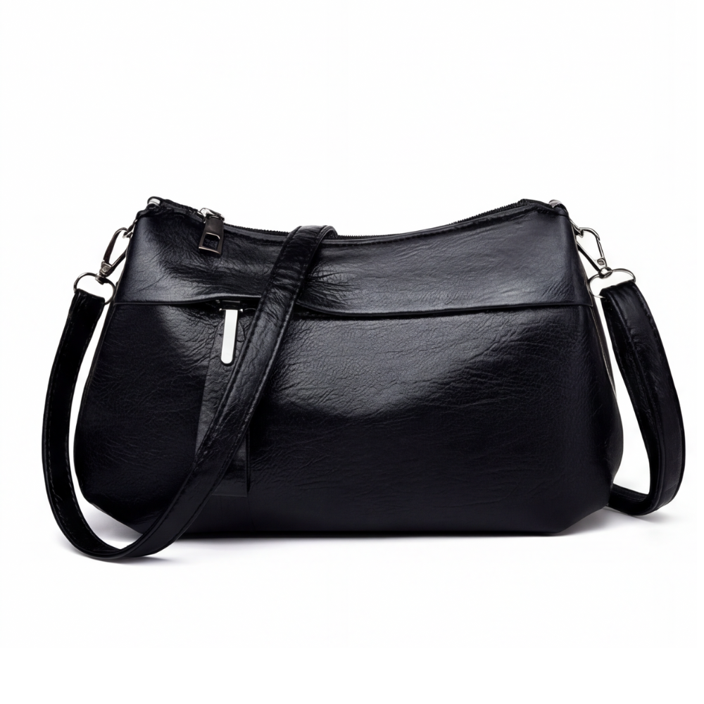 Comfortable faux leather shoulder bag – 3 compartments