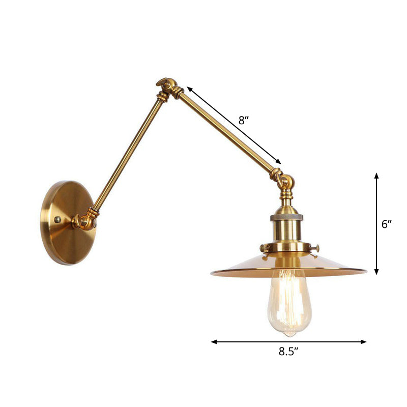 Elegant brass wall lamp with swivel arms and shade