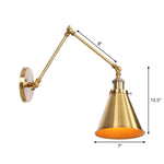 Elegant brass wall lamp with swivel arms and shade