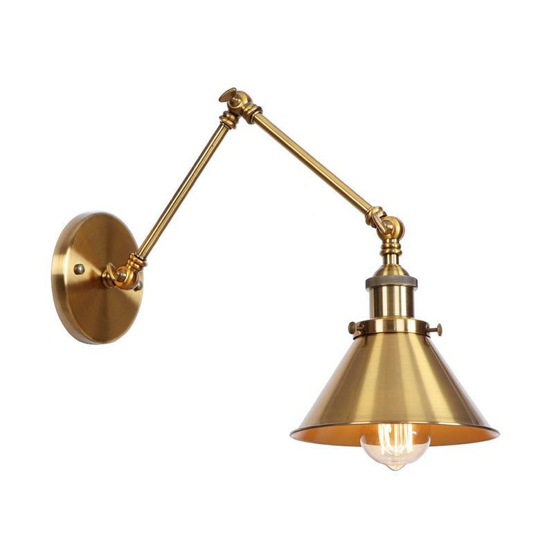 Elegant brass wall lamp with swivel arms and shade