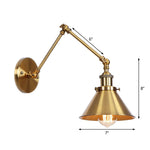 Elegant brass wall lamp with swivel arms and shade