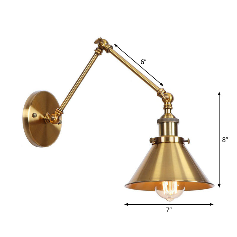 Elegant brass wall lamp with swivel arms and shade