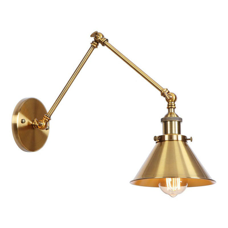 Elegant brass wall lamp with swivel arms and shade