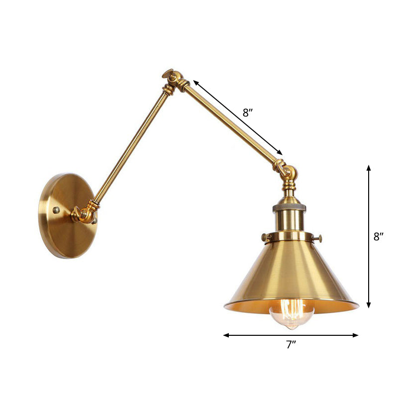 Elegant brass wall lamp with swivel arms and shade