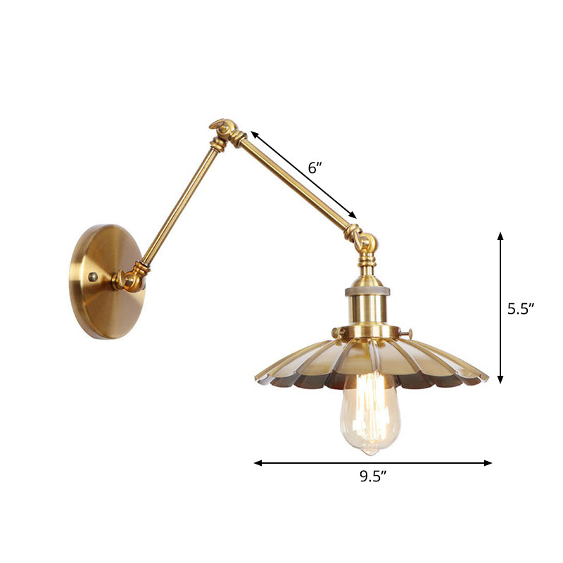 Elegant brass wall lamp with swivel arms and shade