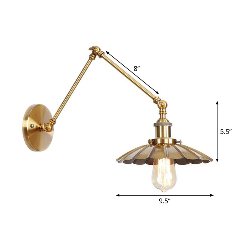 Elegant brass wall lamp with swivel arms and shade