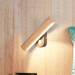 Wall Mounted Wooden Lamp with Rotatable Light - 8.5"/12.5"