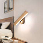 Wall Mounted Wooden Lamp with Rotatable Light - 8.5"/12.5"