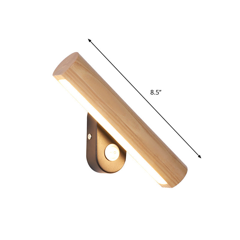 Wall Mounted Wooden Lamp with Rotatable Light - 8.5"/12.5"