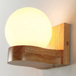Scandinavian Wooden Wall Lamp with Glass Shade – 1 Light