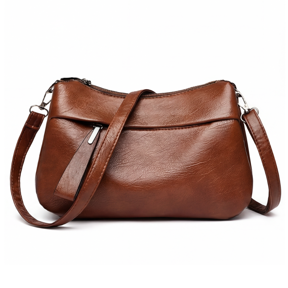Comfortable faux leather shoulder bag – 3 compartments