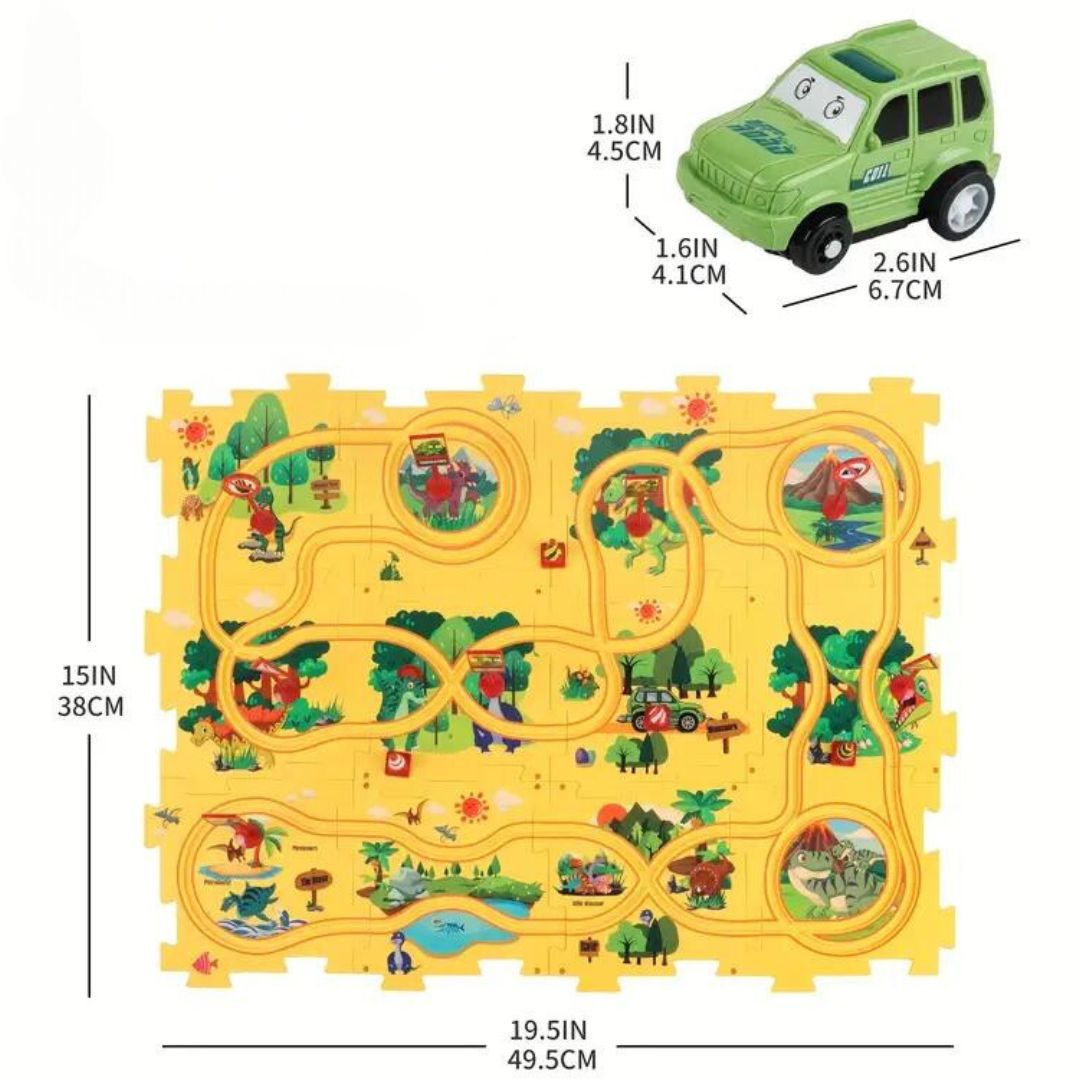 Race Track Puzzle with Building Blocks for Children